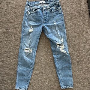 Zara Light Blue Distressed Skinny Jeans
